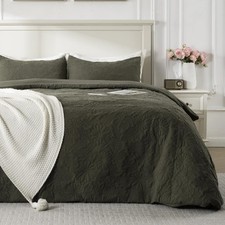 Super Soft Velvet Textured Duvet Cover Set Queen, 3 Pcs Floral Patterned Comf...