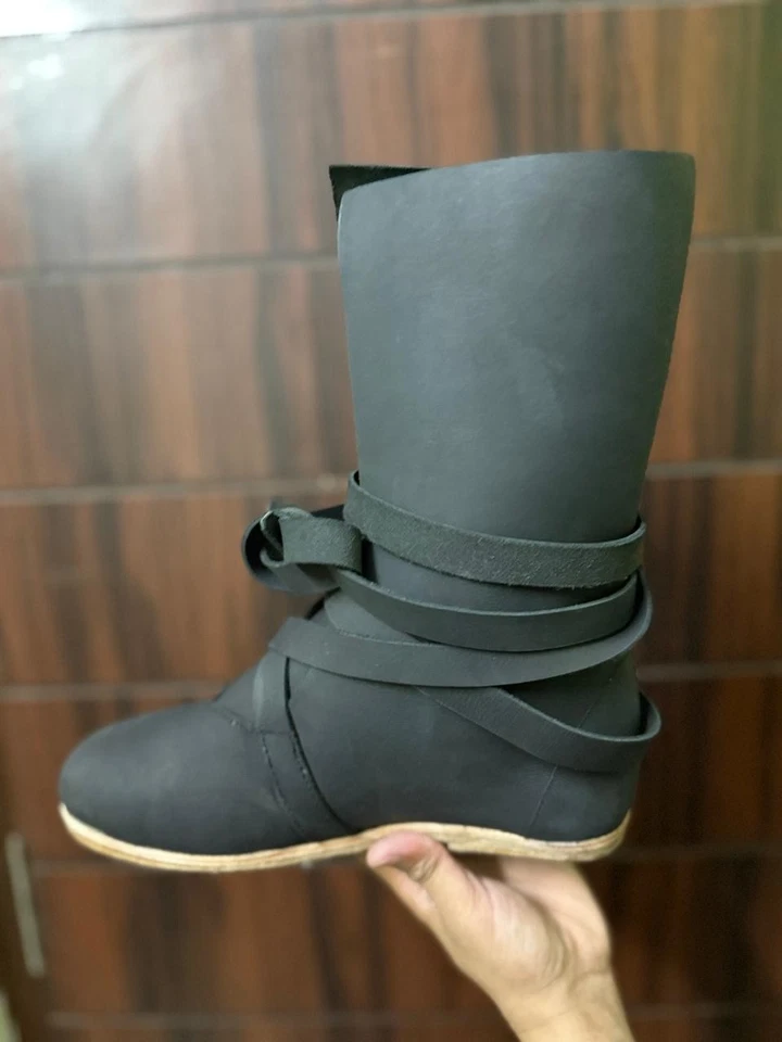 Средневековый ретро ботинки туфли, пиратские ботинки Renaissance кожаные туфли, LARP, SCA - Изображение 4 из 4