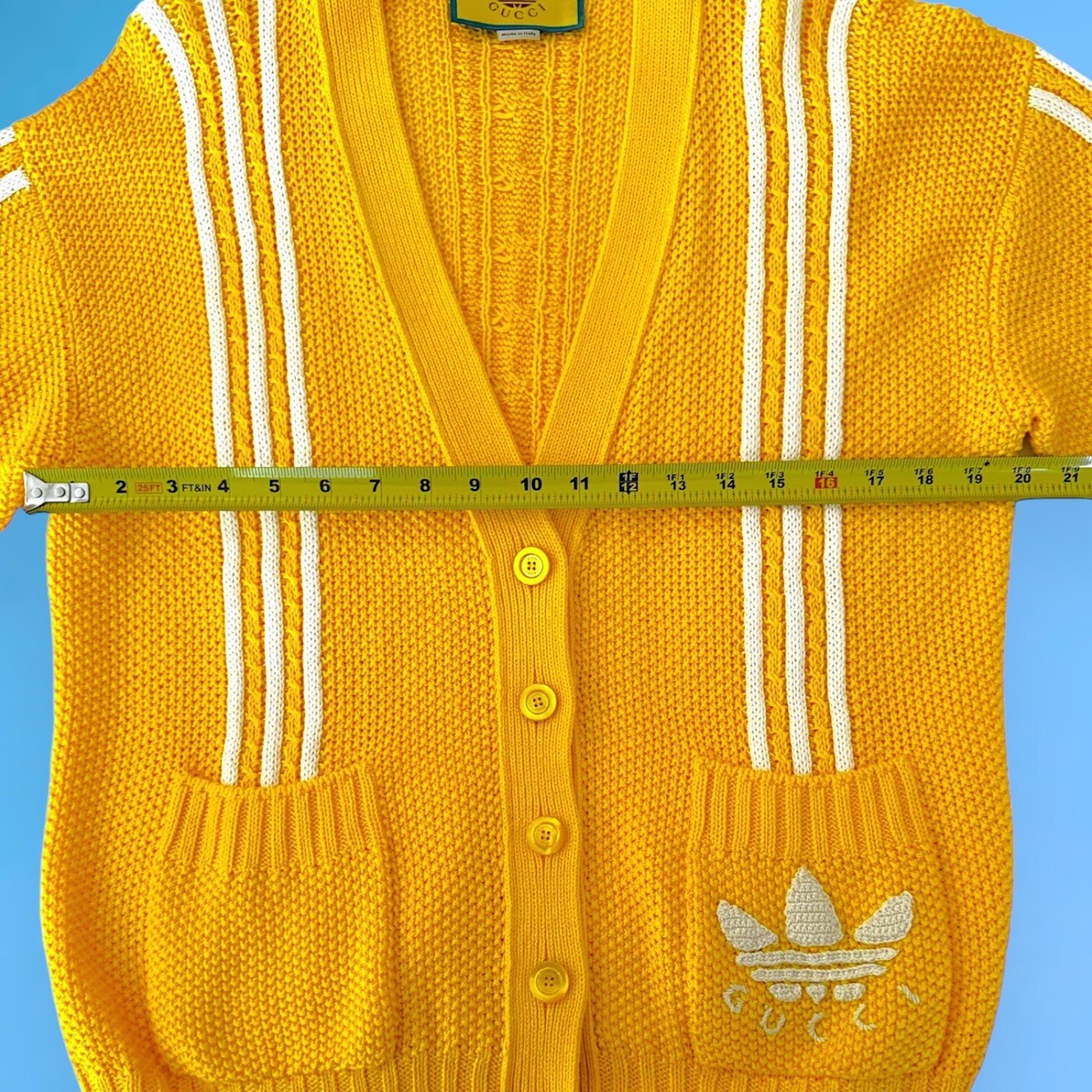 AUTHENTIC Gucci x Adidas Yellow Knit Oversized Cardigan w