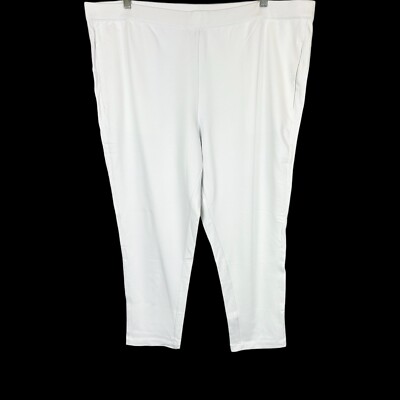 J Jason Wu Women's Regular Ponte Knit Pull-On Ankle Pants Solid White Size 24W