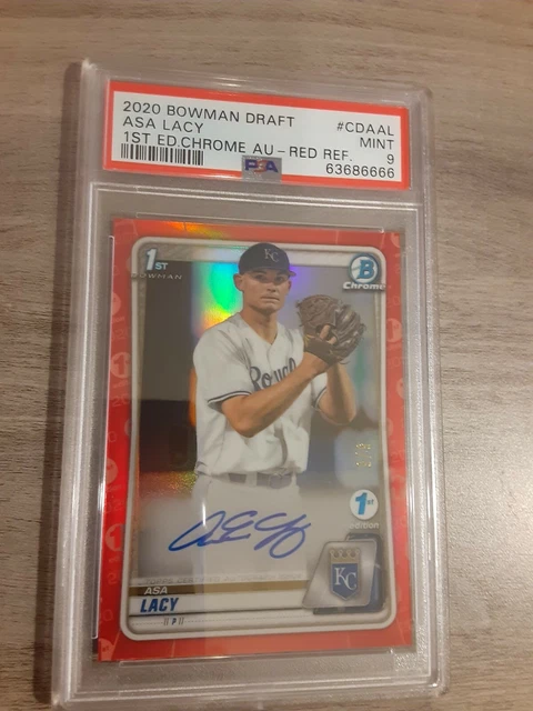 2020 Bowman Chrome Draft 1st Edition Asa Lacy RED REFRACTOR AUTO 5/5 PSA 9
