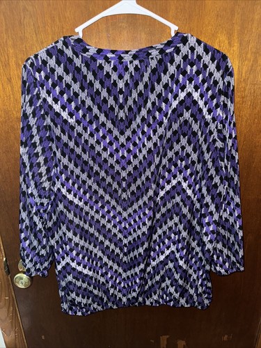Dana Buchman Damen lila und schwarz V-Ausschnitt Bluse Größe XL - Bild 6 von 7