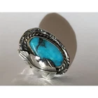 Beautiful Vintage Native American Navajo Turquoise Silver Ring sz 4 1/2