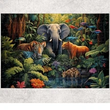 Jungle Animals 120 Piece Custom Handmade Jigsaw Puzzle