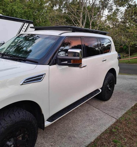 OCAM Extendable Towing Mirrors For Nissan Patrol Y62 2012+ Chrome with Orange In - Picture 4 of 11