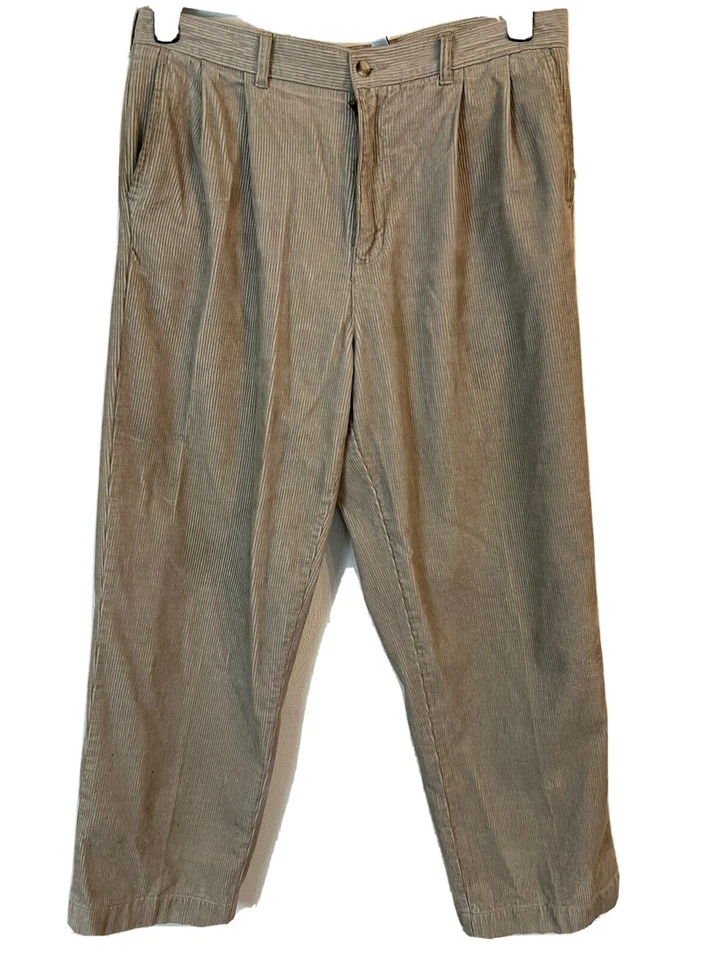 Men's Beige Covington Pleated Corduroy Pant. 38 X 32. 100% Cotton. - Image 2 of 4