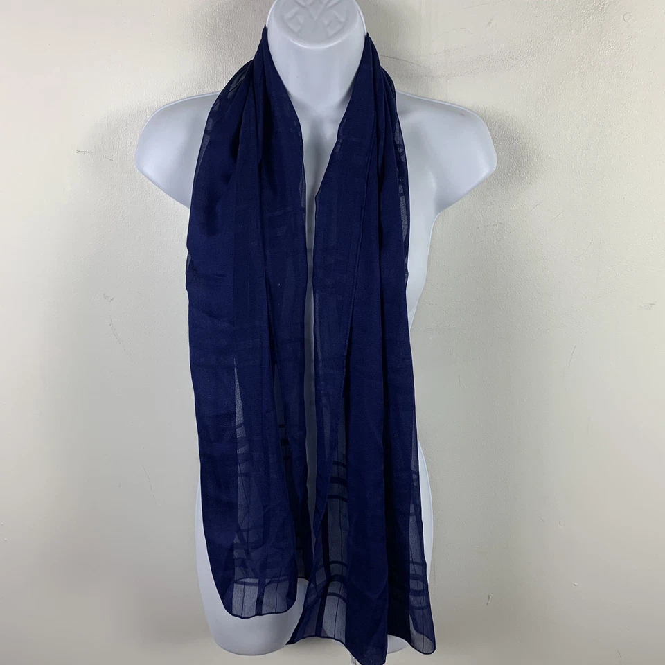 Bufandas Basha para mujer bufanda rectangular azul liso claro transparente clásico DE COLECCIÓN Foto 3 de 4