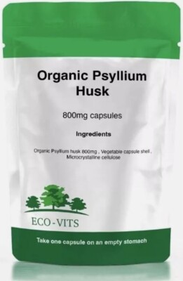 Flohsamenschalen 800mg Bio Kapseln - Verdauungsgesundheit & natürliche Ballaststoffe Unterstützung