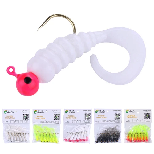 7 pz/confezione gru in plastica morbida maschera testa gancio verme esca da pesca