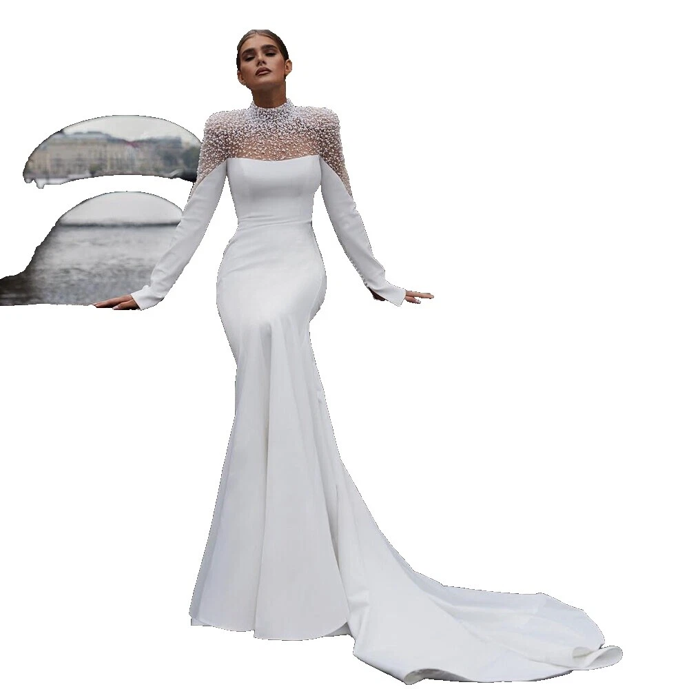 Sirena de tafetán de encaje y vestidos de novia de Trompeta