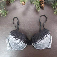 Maidenform Bra 36C Blue Lace Padded Underwire Adjustable Clasp Back