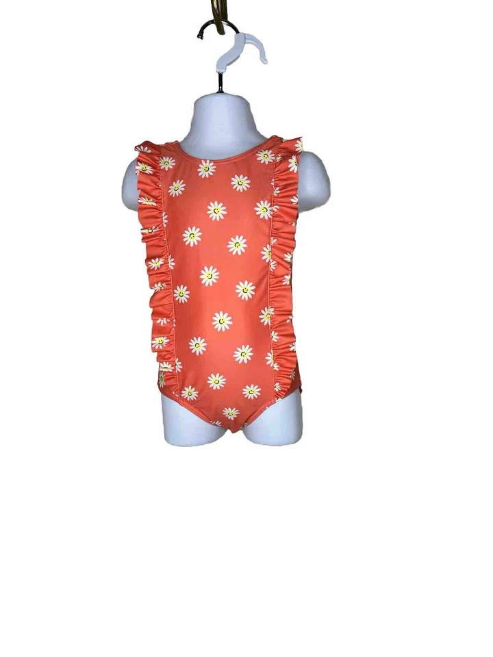 Tucker and Tate Badeanzug orange Gr. 3 Jahre Blumen Rüschen Einteiler