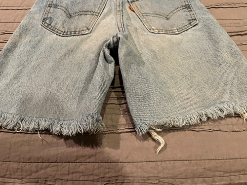 Youth Vtg 90s LEVI'S 550 Relaxed Orange Tab Denim Jean Shorts Jorts USA Sz 10/11 - Picture 7 of 9