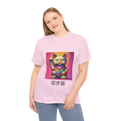 Japanese Lucky Cat Maneki-neko T Shirt Kawaii Neko Art Aesthetic Tee Flashlander - Picture 125 of 145