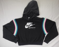 Nike Sportswear Pullover Hoodie Womens Size Small Super Soft Black Cropped