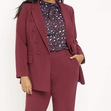 Eloquii Double Breasted Button Detail Blazer Burgundy Plus Size 26