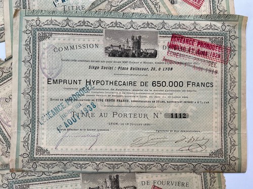 Commission de Fourvière - Lot de 6 titres - Emprunt Hypothécaire - LYON 1881 - Photo 5/10