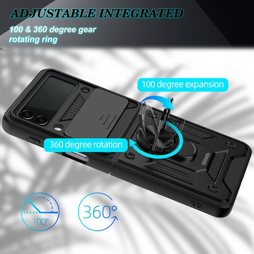 For Samsung Galaxy Z Flip 3/4 5G Case Rugged Shockproof Slide Camera Cover Stand - Picture 11 of 18