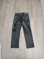 Kookie Leather Biker Pants black zipper 32x30 Flaw Inside The Rise Area