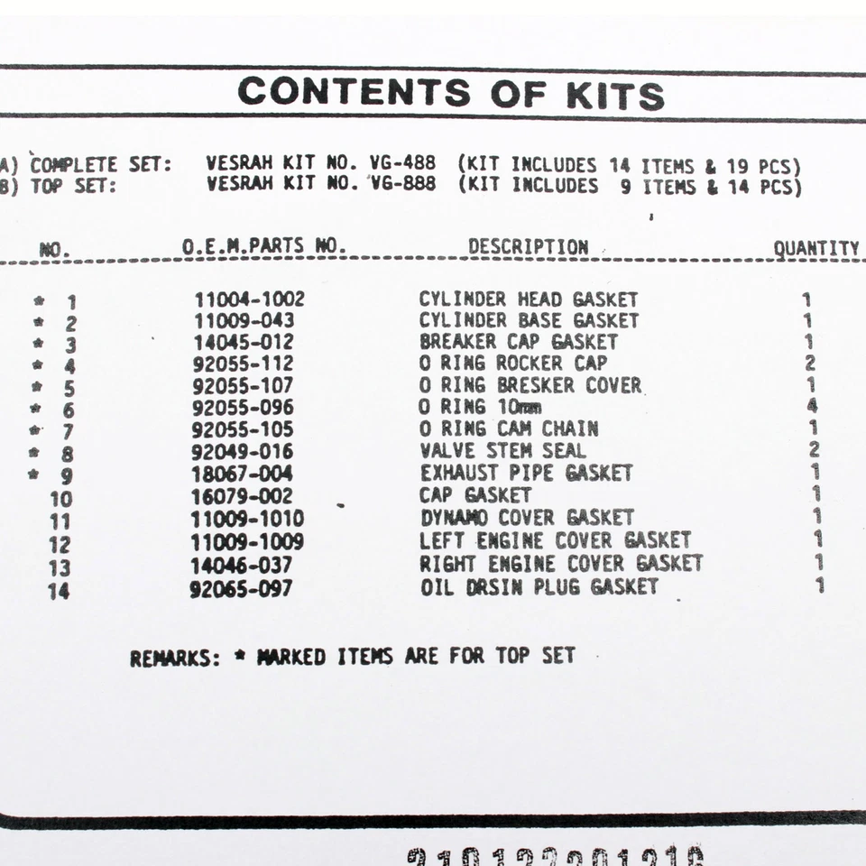 Engine gasket set complete for Kawasaki KL 250 A (KL250A) 78-79 Foto 3 de 3