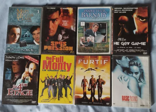 Lot de 8 DVD divers  /Higgins-Pression-Barnaby-Got game-Etage-Full Monty-Furtif