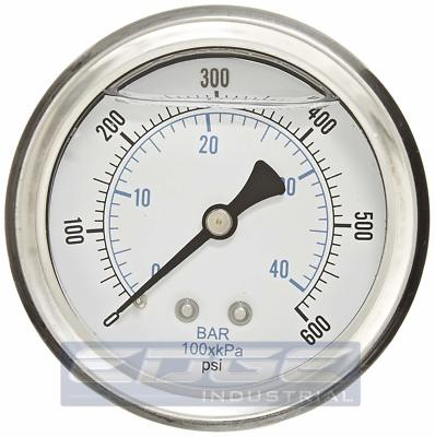 #ad LIQUID FILLED PRESSURE GAUGE 0 600 PSI 2.5quot; FACE 1 4quot; BACK MOUNT WOG $22.00