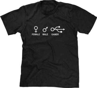 Female Male Gamer Funny Nerd Humor Geek USB Joke FPS Meme Mens Tee