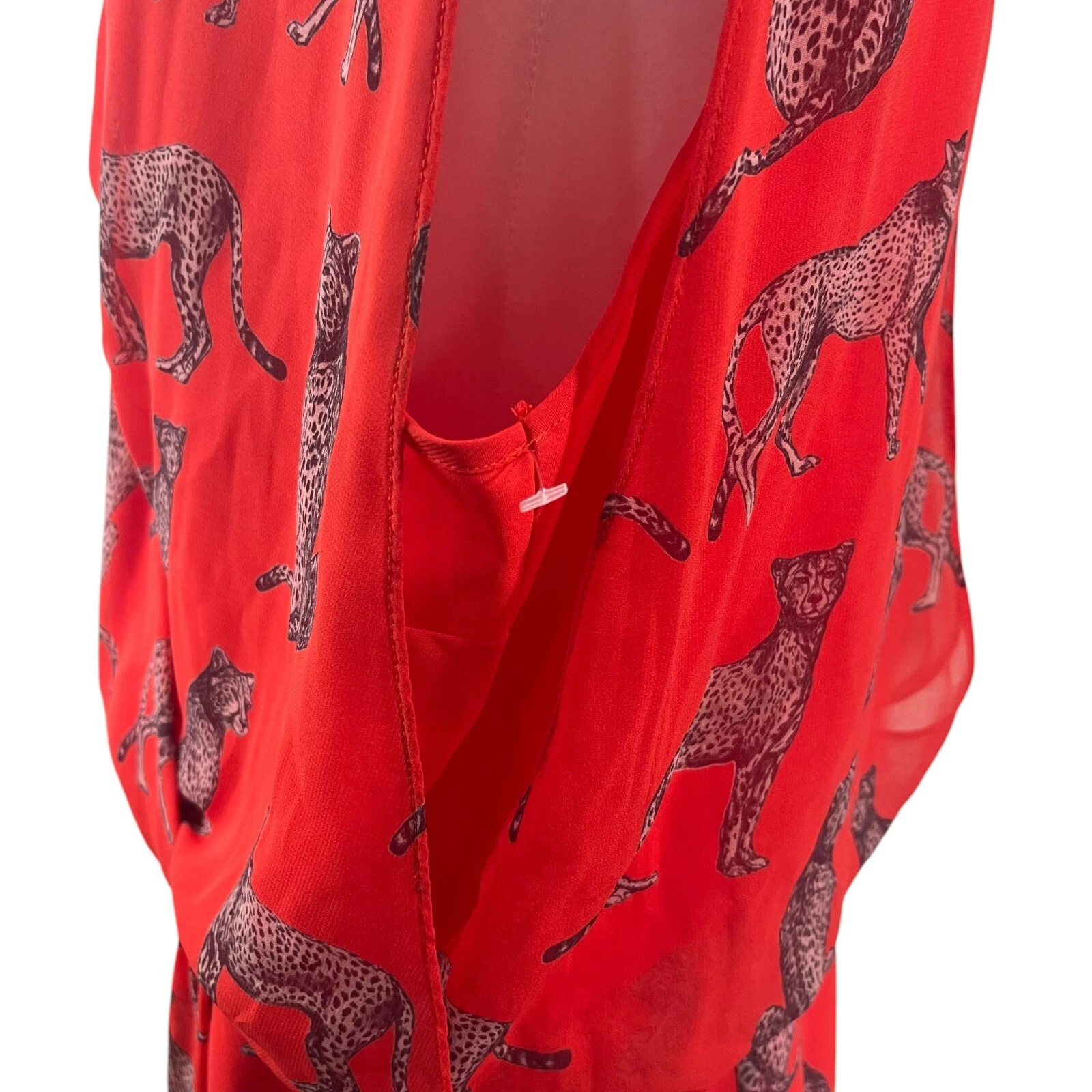 Abito Marciano rosso ghepardo finto avvolgente L senza maniche safari dimagrante San Valentino