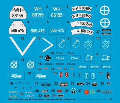Peddinghaus-Decals 1:6 3677 US Militär Willy/'s Jeep Beschriftungen für 2 Fahrze