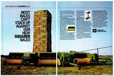 1980s John Deere Square Balers - Original Print Advertisement (2 Page Ad)