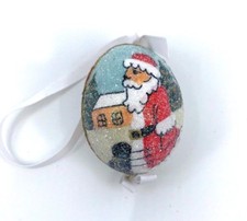 CHRISTMAS ORNAMENTS: PETER PRIESS CHRISTMAS EGG; SANTA WITH TOY BAG