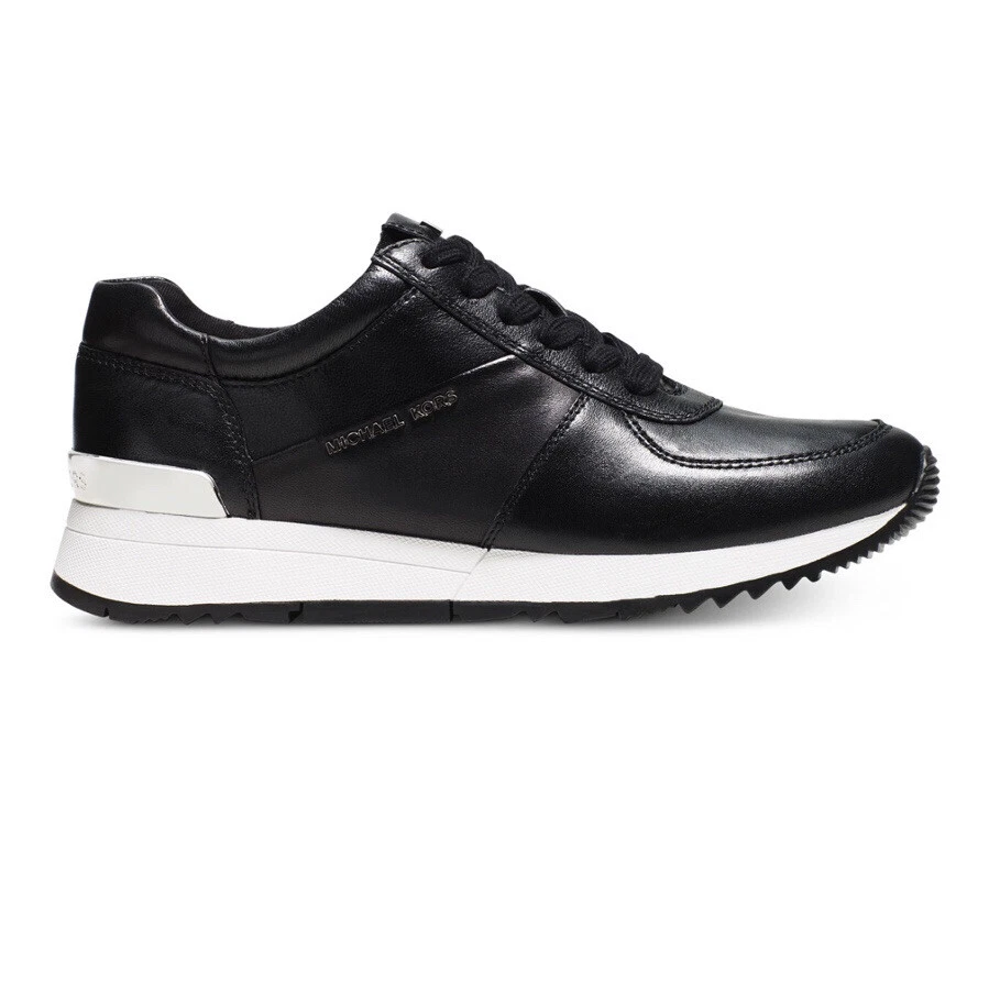 New Michael Kors Women Allie Trainer Leather Black Sneaker Size 6