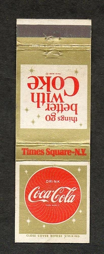 Coca-Cola Unused Vintage Front Strike Matchcover Matchbook Cover Coke