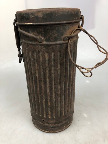 Contenitore originale per maschera antigas barattolo 2. guerra mondiale wehrmacht ww2 stato di ritrovamento - Foto 5 di 11