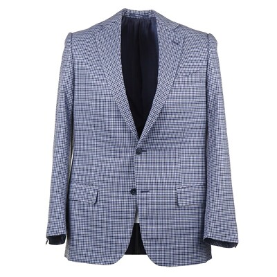 Ermenegildo Zegna Sky Blue Layered Check Wool Sport Coat 39R *narrow shoulders*