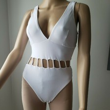 NWOT  SWIMSUIT White One Piece Swim Cutout size M
