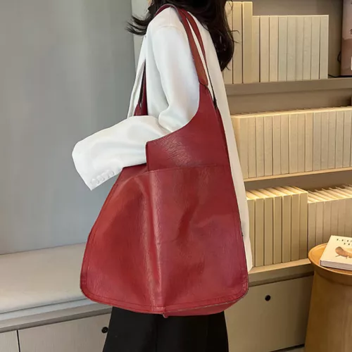 Women Large Capacity Soft Leather Casual Tote Shoulder Bag Retro Shopper Handbag - Picture 14 of 35