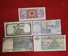 MIXED LOT 5 DIFFERENT WORLD PAPER MONEY BANKNOTES CURRENCY FOREIGN  UNC