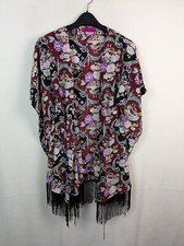 Boohoo Ladies Size 10 Floral Print Kimono Top Fringe