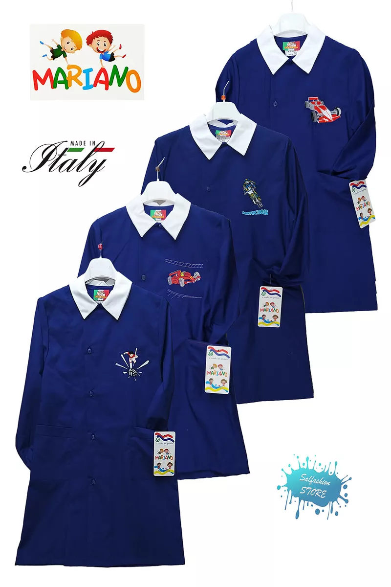 Grembiule blu bimbo scuola elementare primaria MARIANO made in Italy