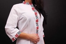 Vyshyvanka Traditional Embroidered Women Ukrainian blouse Ethnic Size M, White