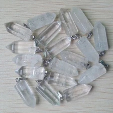50pcs High Quality Watermelon White Stone Hexagonal Pillar Charms Pendants GQ