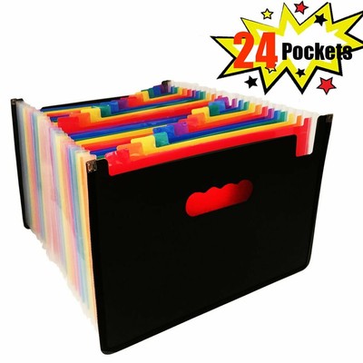 24 Pocket A4 Office Expanding File Box Folder Document Organizer