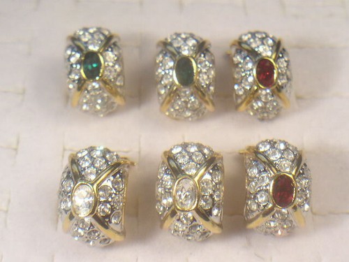 EARRING DESIGNER SIGNED WITH GREEN & CLEAR SWAROVSKI CRYSTALS DE-1111AG - Picture 4 of 4
