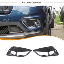 Carbon Fiber Front Fog Light Lamp Cover Ring Parts Trim For Jeep Cherokee 2019