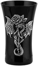 3.38 Inch Dragon with Rose Shot Glass, Black and Silver Color
