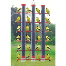 FINCHES FAVORITE 3 TUBE NYJER THISTLE FINCH FEEDER SE324R RED FEEDS 24 BIRDS!