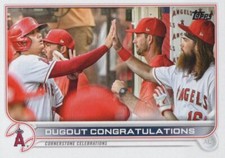 2022 Topps Baseball #416 Dugout Congratulations/Shohei Ohtani/Brandon Marsh