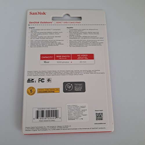 SanDisk Outdoors 16GB 2pack SDHC UHS-I Card - Picture 2 of 2