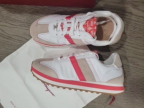 Salvatore Ferragamo Women Red White Iulia Sneakers 8.5 M New In Box - Picture 6 of 7